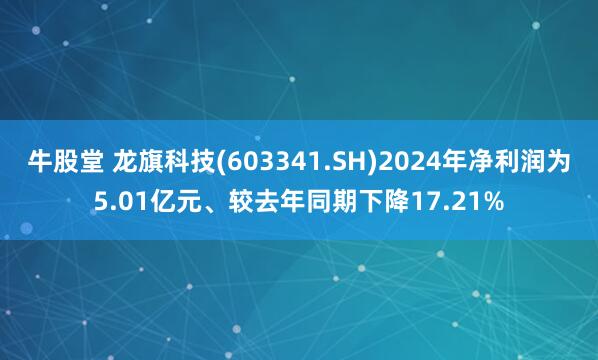 牛股堂 龙旗科技(603341.SH)2024年净利润为5.01亿元、较去年同期下降17.21%
