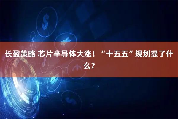 长盈策略 芯片半导体大涨！“十五五”规划提了什么？