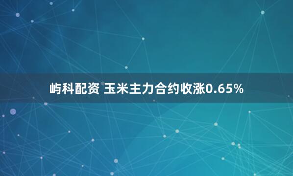 屿科配资 玉米主力合约收涨0.65%
